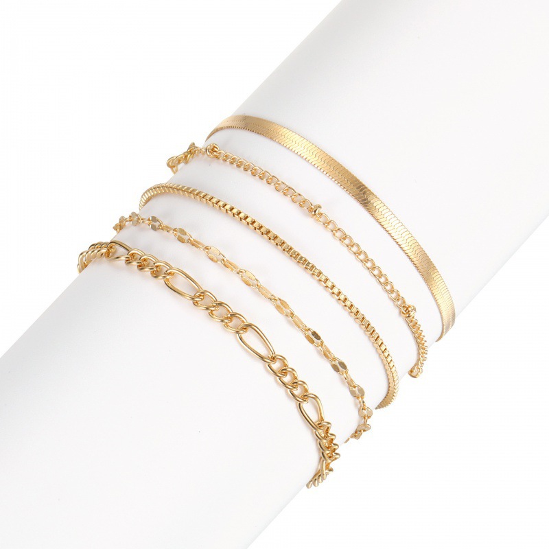 Cross-border Best-selling Basic Bracelet 6-piece For Women, Simple And Stylish Versatile Metal Chain Multi-layer Set_voghion.com