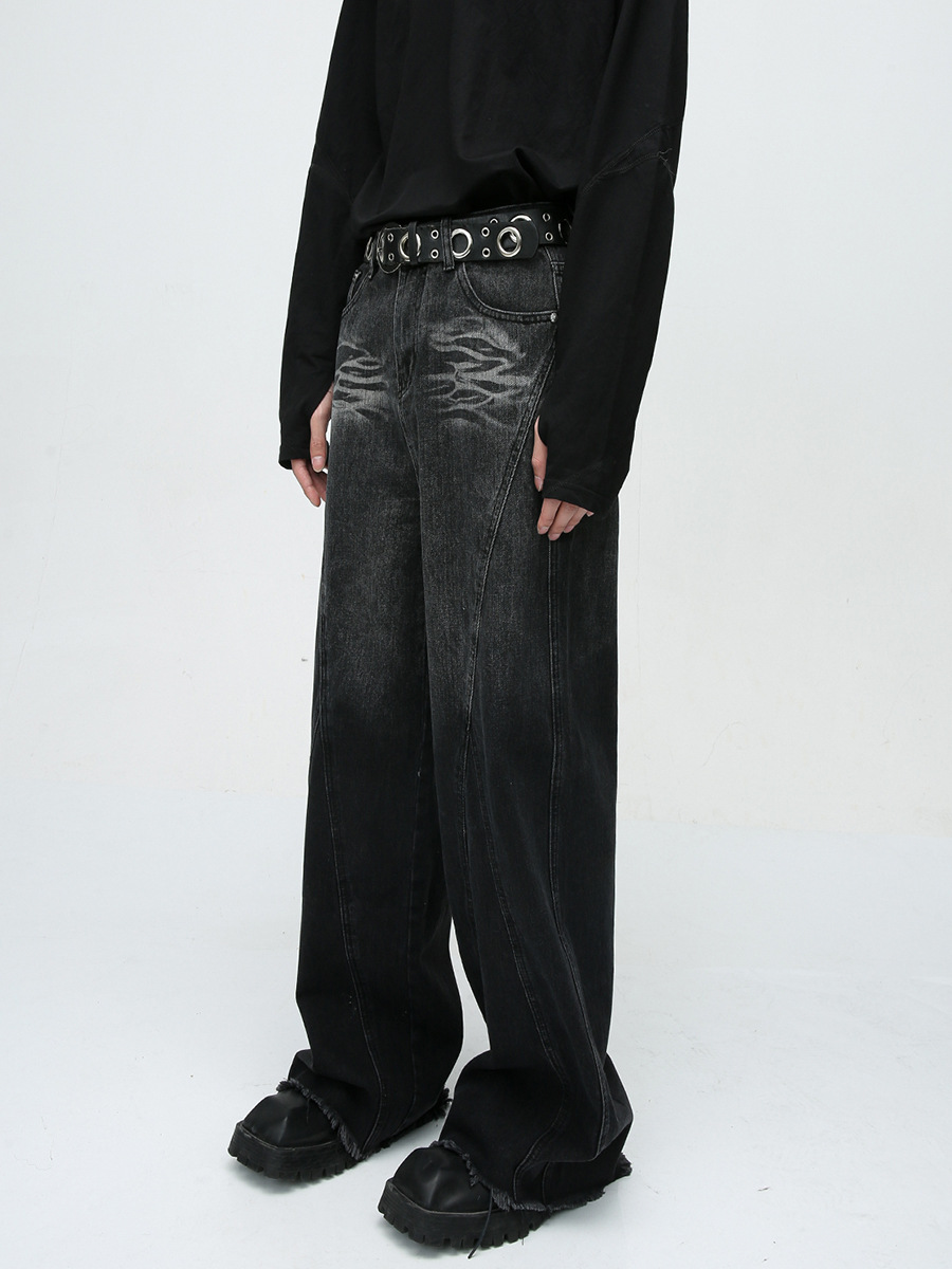 Mtlclothes ropa de Hombre | 2023 otoño nueva calle americana costura diseño suelto lavado jeans