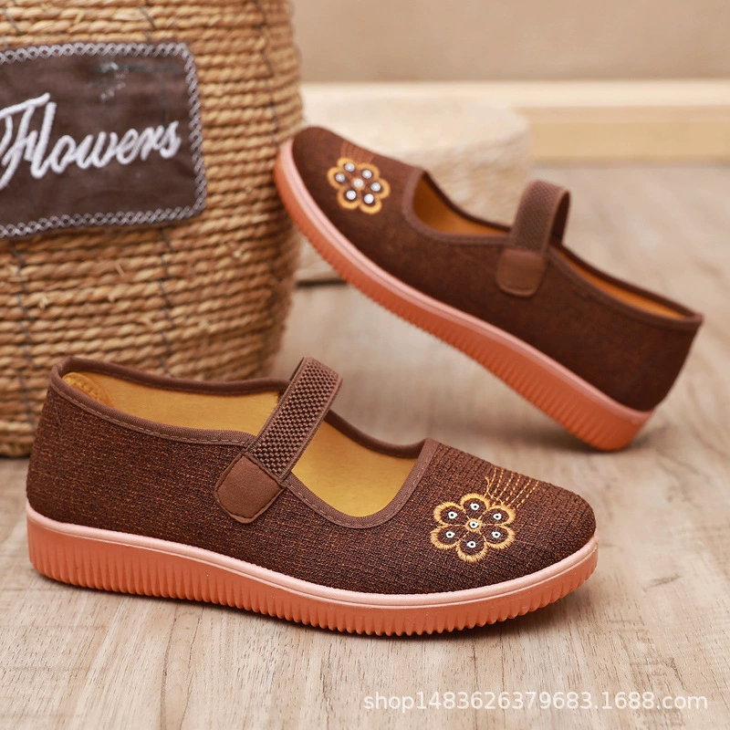 Old Beijing Тканевая обувь Женская обувь для мам с говяжьей подошвой Мокасины Туфли на плоской подошве Повседневная Удобная молочная обувь