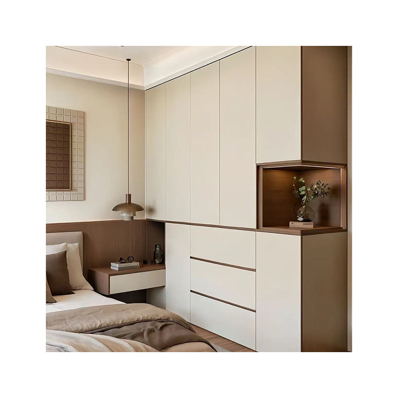 Modern Minimalist Custom-Made L-Shaped Wardrobe and Desk Integrated Cabinet for the Whole House, Customized Home Study Wardrobe and Storage Cabinet