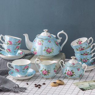 Bone China Coffee Set Creative European Printing Coffee Pot Tea Set Cup and Saucer Set