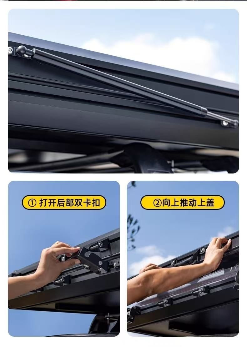 Aluminum alloy roof tent, triangular fully automatic folding tent for self-driving tours, car-mounted outdoor camping rainproof tent