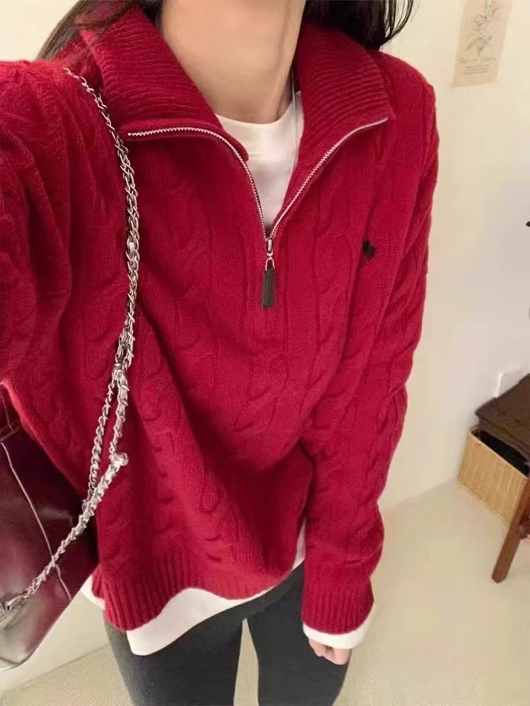 Men's half-zip wool sweater, cable knit demi-season pullover, zipper collar, S–XXL