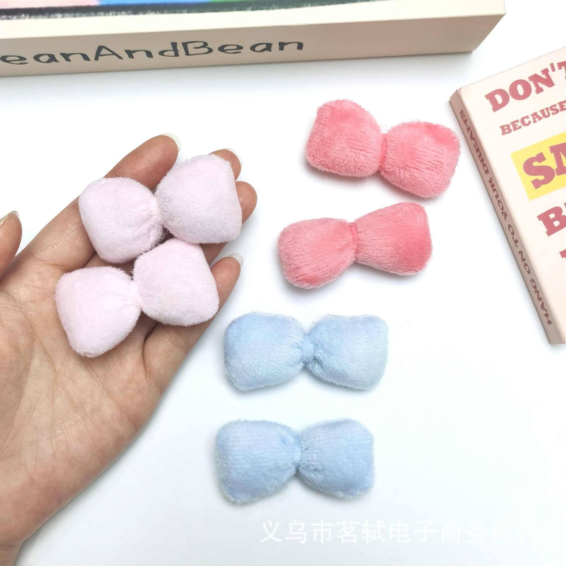 Candy color plush bow knot accessories cotton bow tie headwear hair clip accessories clothing children's shoes and socks decorative accessories