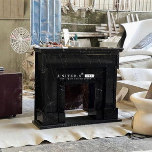 Factory direct natural marble black and white root mantel hotel decoration European living room fireplace ornaments