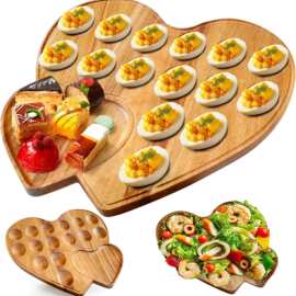木质鸡蛋托盘家用心形造型鸡蛋鸭蛋多格展示托盘厨房实木整理托盘