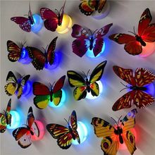 发光蝴蝶3d立体自粘夜灯墙上装饰品客厅卧室儿童房婚房创意墙贴画