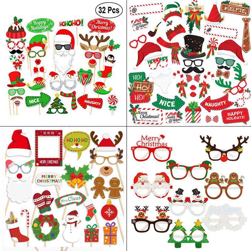 Christmas Holiday Party Atmosphere Decoration Snowman Funny Photography Paper Mask Glasses Christmas Photo Props Christmas Holiday Party Atmosphere Decoration Snowman Funny Photography Paper Mask Glasses Christmas Photo Props