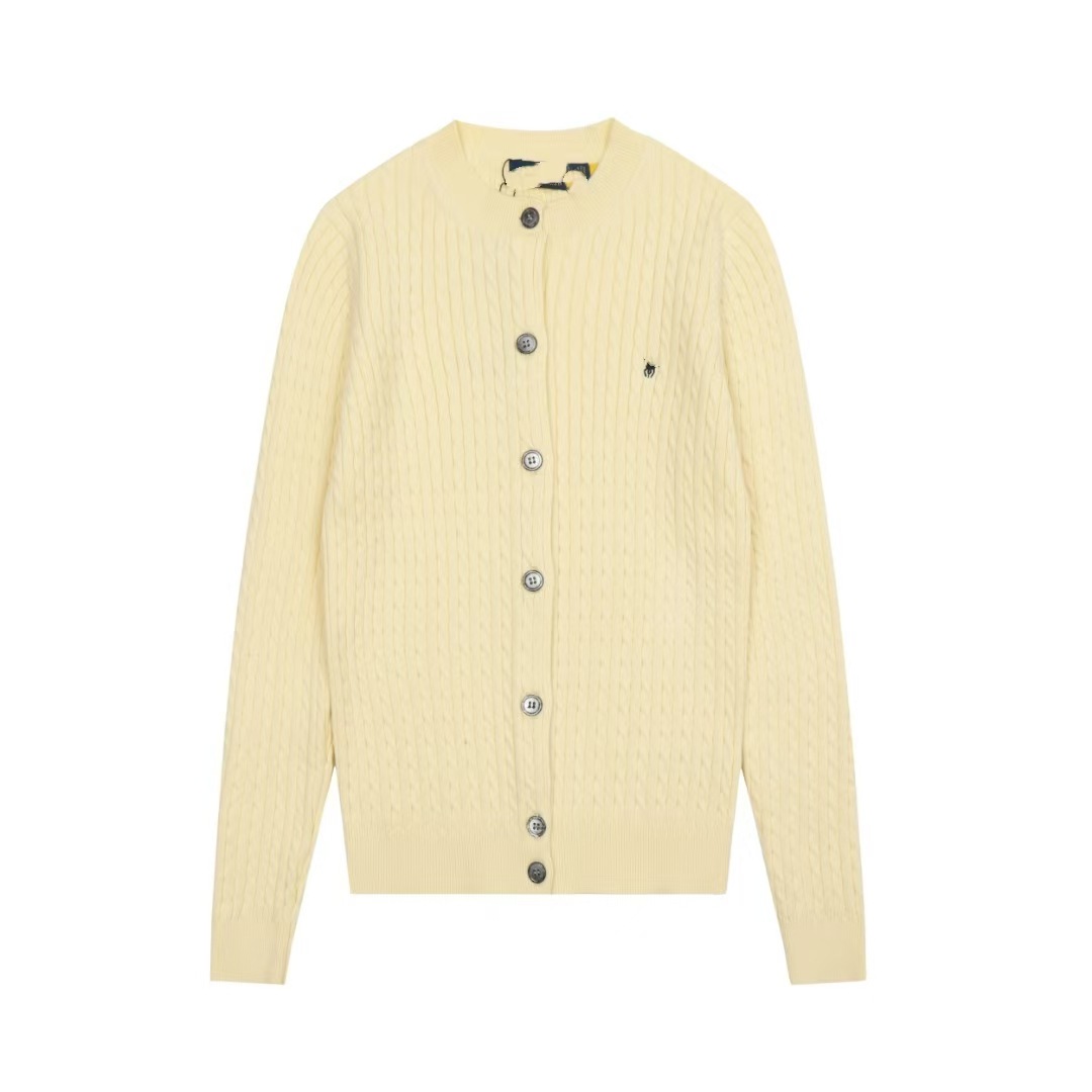 QRコードでスキャン可能〜国境を越えた貿易用RLラルフローレス刺繍入りベーシックで万能な麻編みニットカーディガン長袖