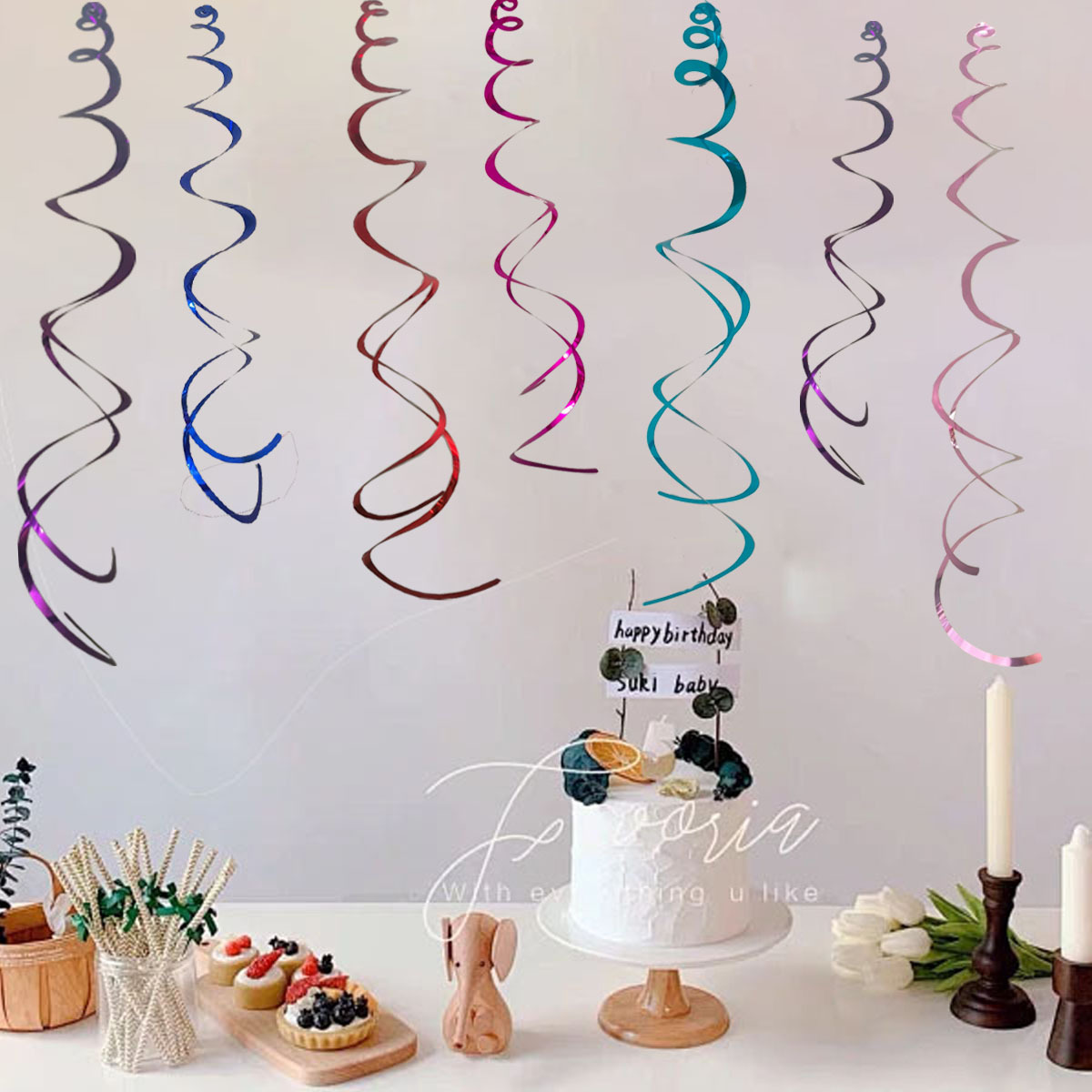 Decoración de cumpleaños, boda, fiesta de Navidad, decoración de PVC colgante espiral, anillo colgante de pared, flores transfronterizas