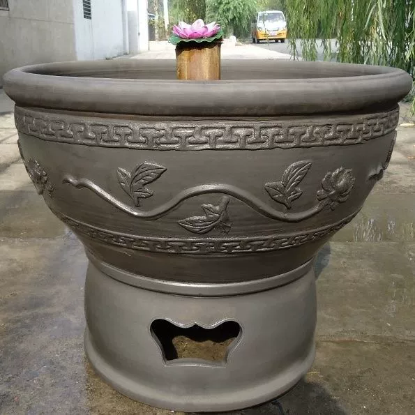 Old Beijing fish basin black pottery ancient method cylinder courtyard old-fashioned ceramic water-raised goldfish turtle lotus mud tile fish tank
