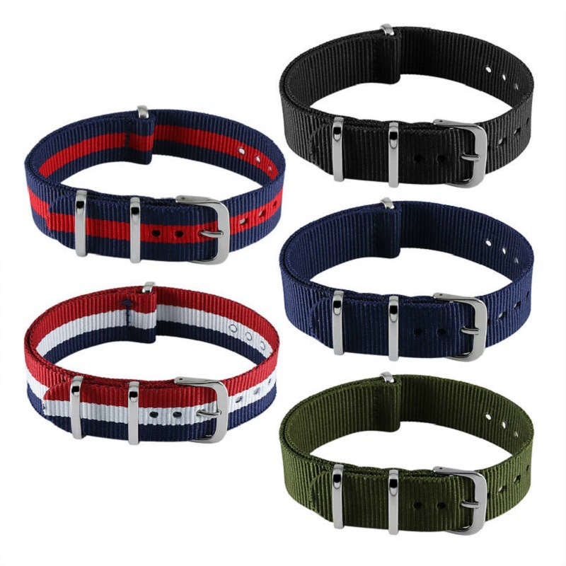 Черный NATO НАТО нейлоновый ремешок тканый холст водонепроницаемый стальной кольцо ремешок 12 14 16 18-24 мм