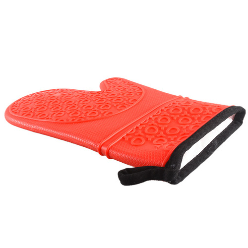 Household two-finger kitchen insulation silicone plus cotton double-layer oven rimmed circle microwave oven fetching baking gloves