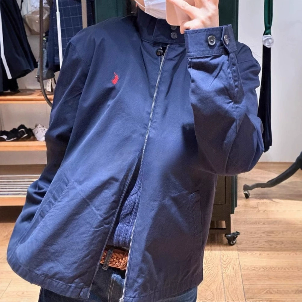 Правильная версия новой оригинальной куртки RL Ralph Lauren с вышивкой в ​​старом стиле и воротником-стойкой на молнии.