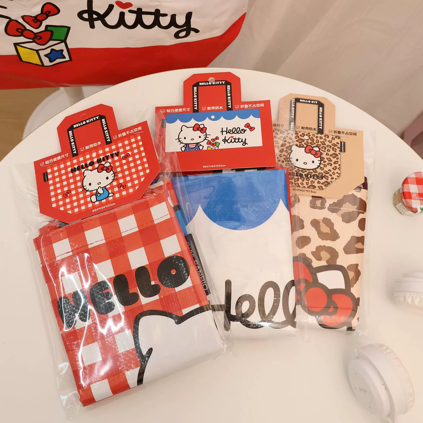 Hello kitty, настоящая ткацкая ручная сумка для покупок, складывающаяся сумка через плечо