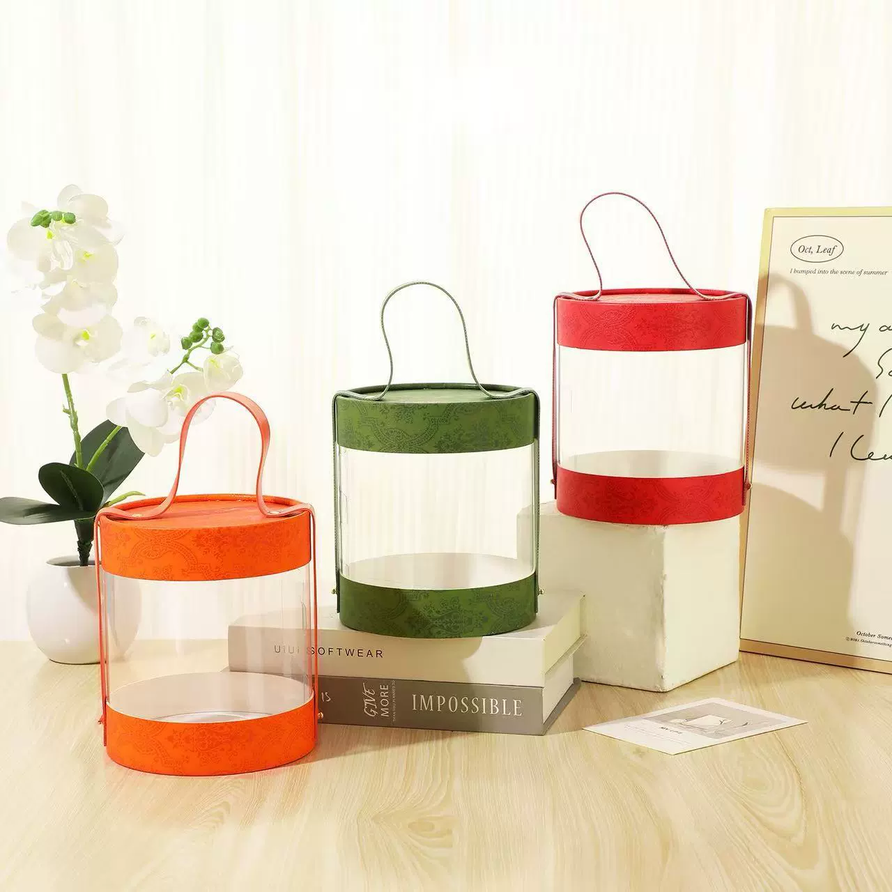 Прозрачная ПВХ цилиндрическая свадебная подарочная коробка для конфет и закусок с ручкой и крышкой, подарочное ведро.