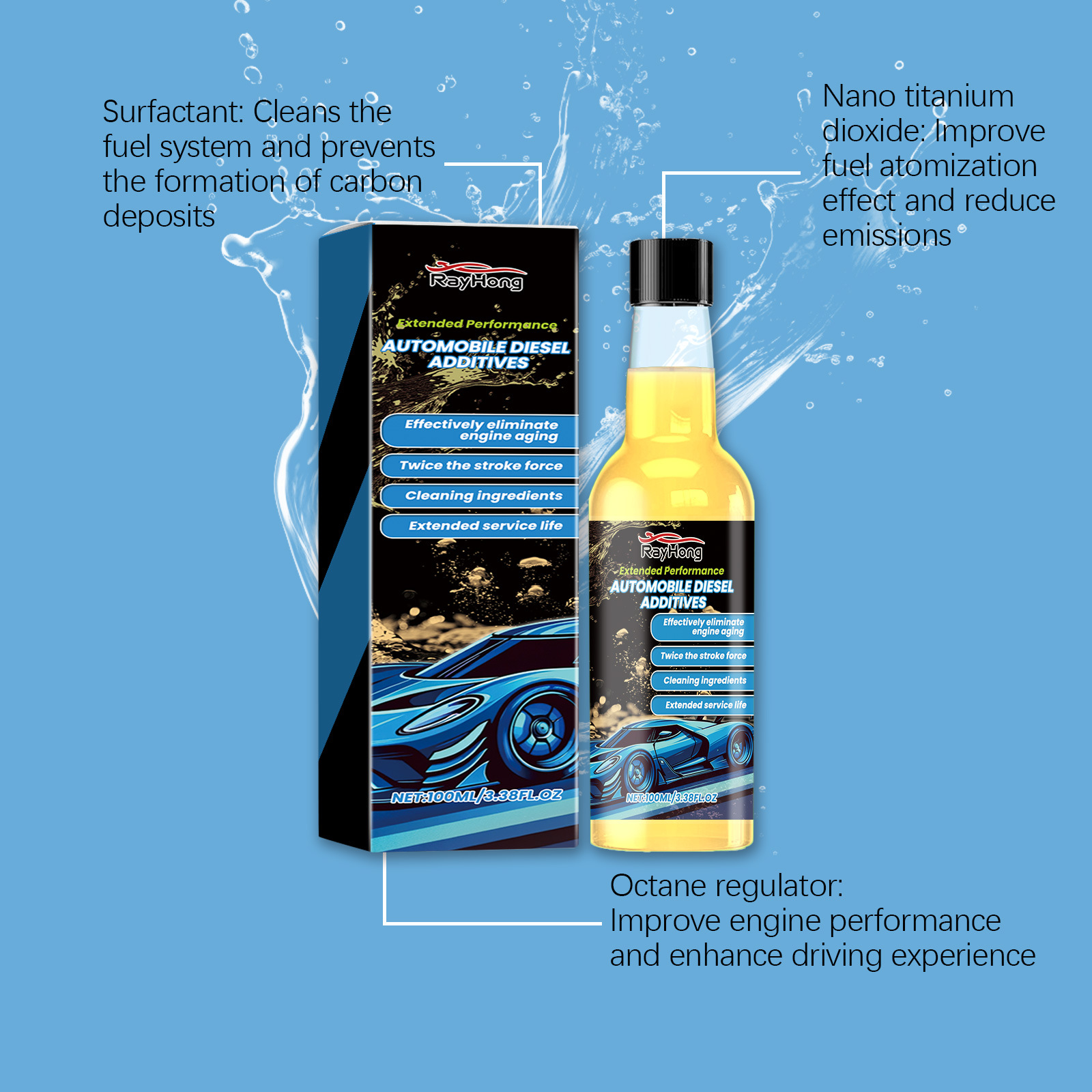 Rayhong Automotive Diesel Additive Car Power Increase Fuel Efficiency Cleaning Agent