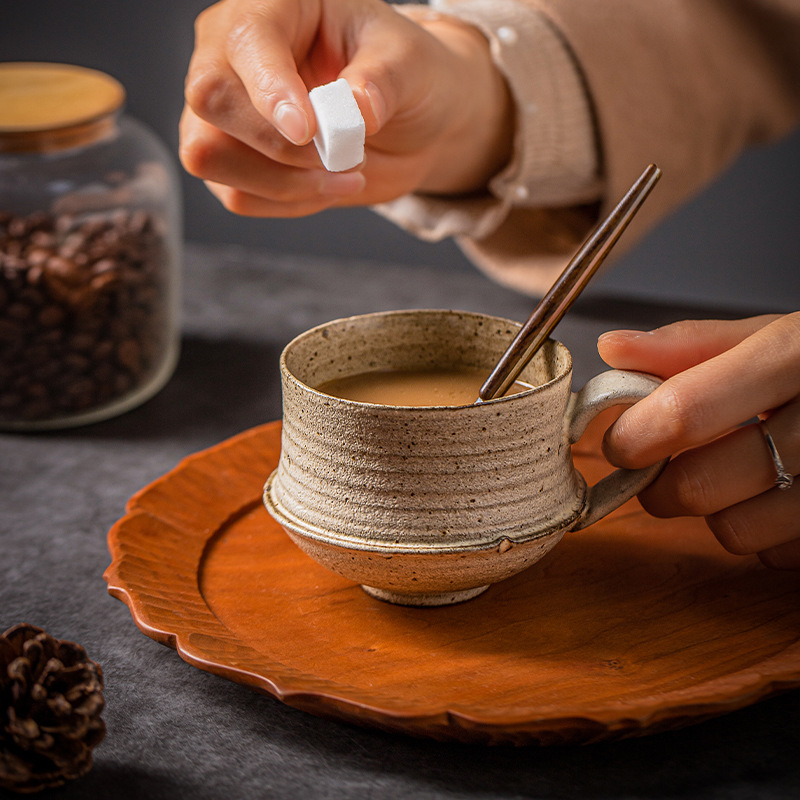 蒔繪金繕景德鎮手工創意個性設計感小眾粗陶拿鐵咖啡杯茶杯馬克杯