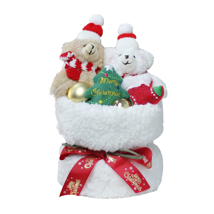 Navidad oso pequeño ramo de flores muñeca mano flores regalo de cumpleaños creativo para la novia flores de Navidad flores de inmortalidad