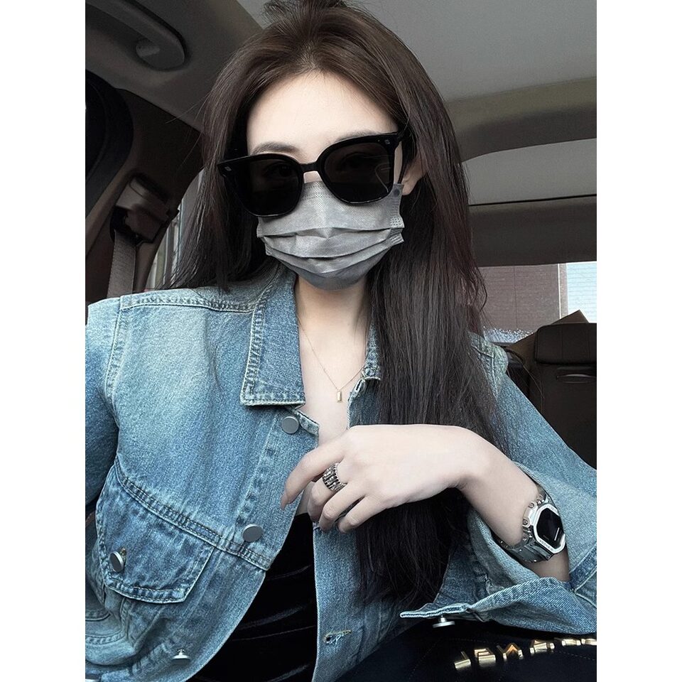 Áo khoác denim nữ dáng ngắn rộng rãi , dài tay, mùa thu đông — 2XL ([trọng lượng tham khảo 140-155 kg]), L ([Tham khảo trọng lượng 110-125 kg]), M ([Tham khảo cân nặng 100-110]), S (【trọng lượng tham chiếu 80-100 】)