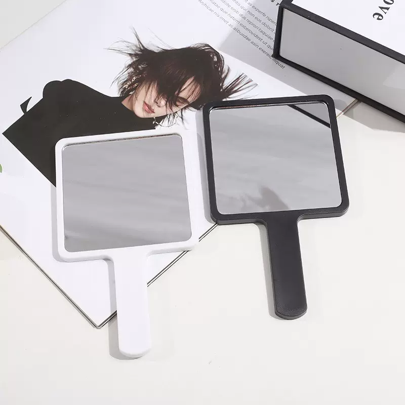 握手少女化妆小镜子便携随身补妆镜随身妆美容镜方镜批发LOGO