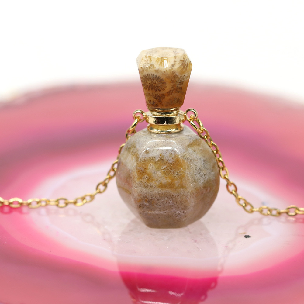 18g Weight Pendant Necklace Classification cable chain Chain Type 1 Piece Quantity Daily Occasion natural stone Material Perfume Bottle Pattern All Seasons Season Unisex Gender Classic Style Style Classic Style Perfume Bottle Natural Stone Cable Chain Pendant Necklace In Bulk 16