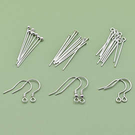 s925纯银配饰圆头球针9字针T字针耳钩diy手链吊坠耳环饰品配件