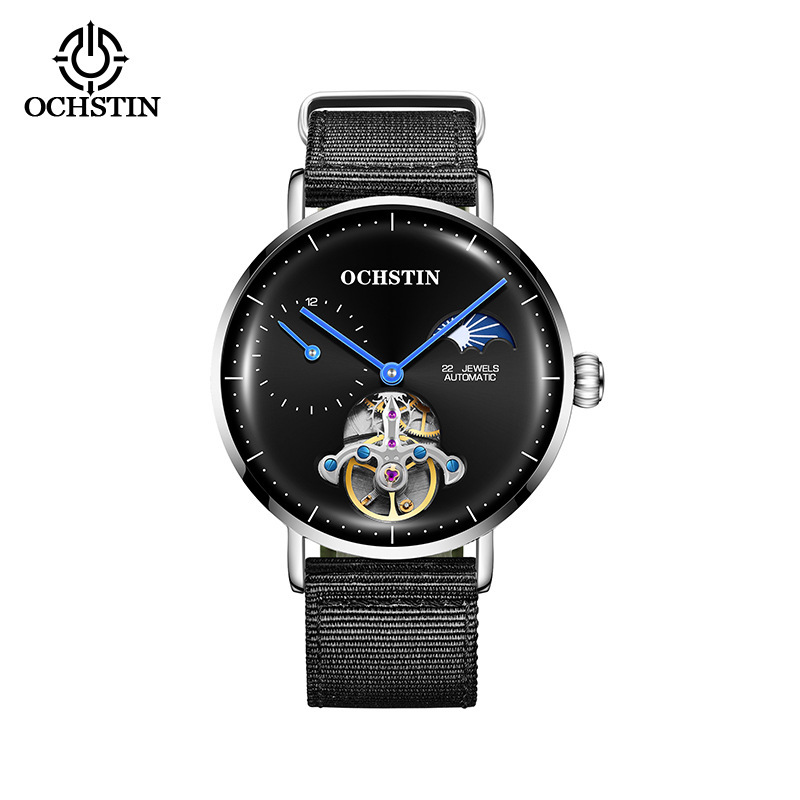 Ochstin月像透かし彫り飛輪機械時計男性時計全自動生放送クロスボーダービジネスベルト機械腕時計|undefined