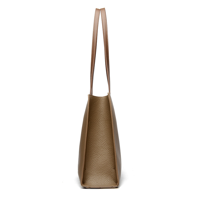 Cross-Border Genuine Leather Large Capacity Shoulder Tote Bag For Women, Casual Commuter Bag, Trendy Versatile Luxury Briefcase Underarm Bag - Thumbnail 3