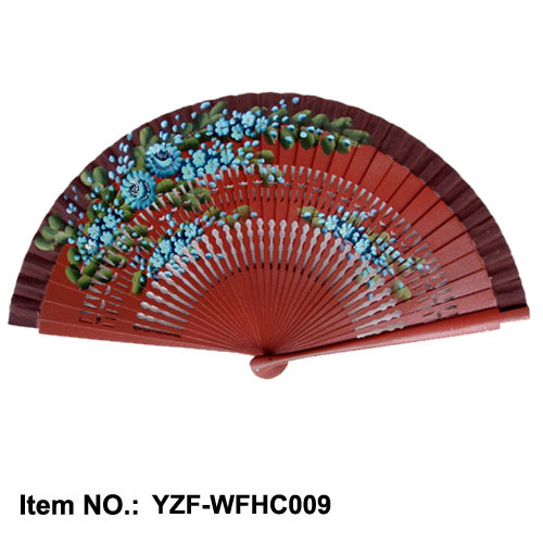 Venta al por mayor fácil apertura y cierre de doble cara hueco modelo español pasarela clásica ventilador plegable bailando ventilador de madera verano femenino