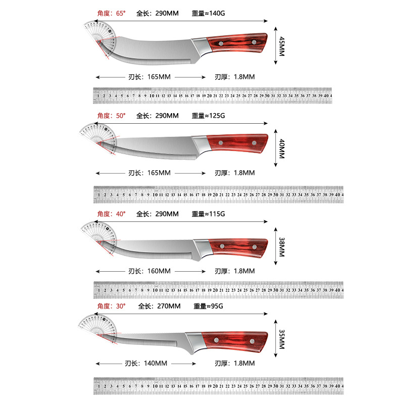 Cuchillo de corte especial para matar cerdos cuchillo de corte de hueso cuchillo de corte de carne cuchillo de carnicero afilado imitación patrón de palo de rosa sacrificio ganado cuchillo de punta de oveja