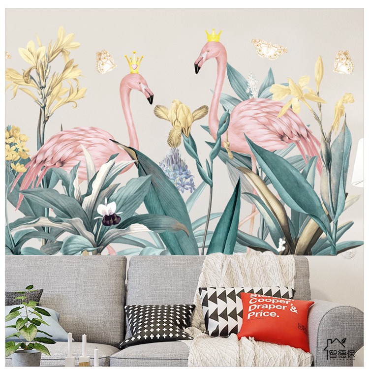 Summer leaves Flamingo wall stickers living room bedroom decoration self-adhesive stickers AY10111 heart