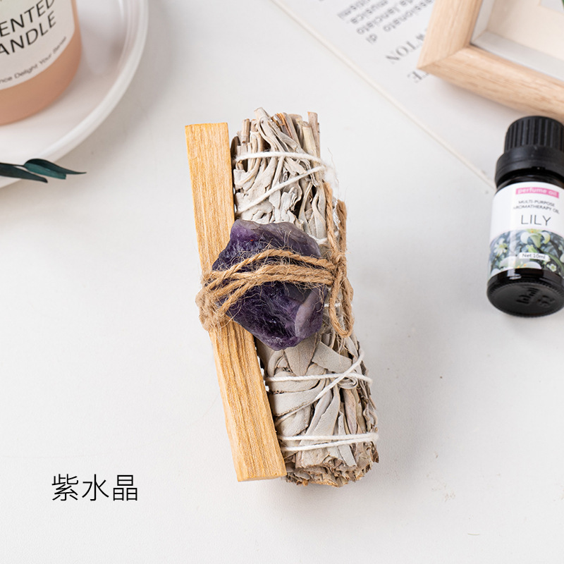 アメリカのカリフォルニア産ホワイトセージ、シダー、ラベンダー、ブルーグラスのアロマセット、空間浄化用聖なる木ホワイトセージ