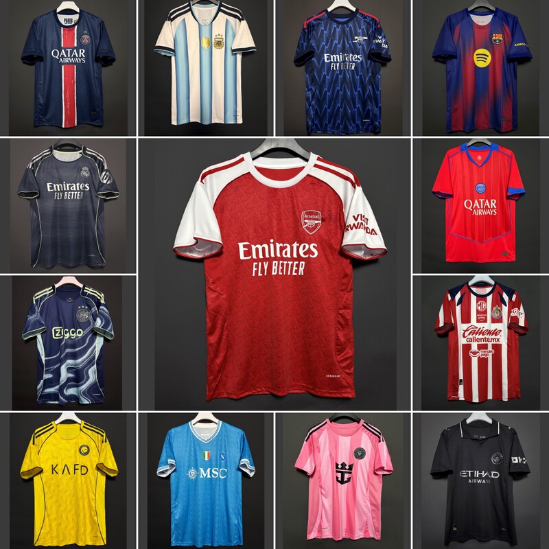 25 New Football Jerseys Barcelona Arsenal Shirts Brazil Napoli Real Madrid Juventus Paris Jersey Wholesale