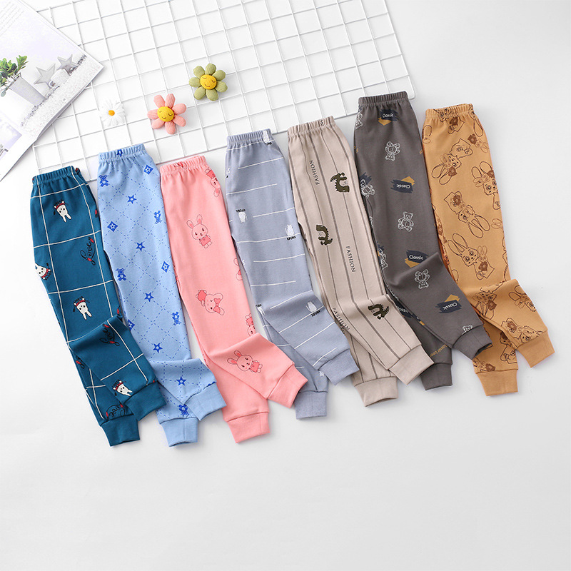 Children's pure cotton autumn pants new item dropshipping boy girl baby warm pants cotton terry pants thin for autumn spring
