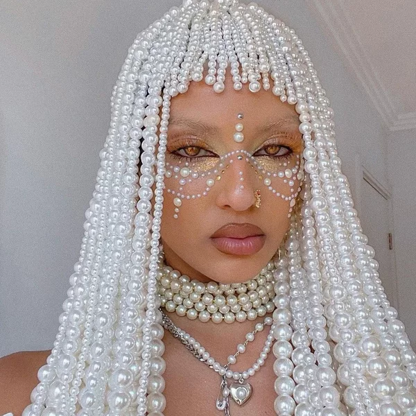 Cross-border new Pearl exaggerated hair chain personality hip hop tassel headdress design sense ball accessories headwear