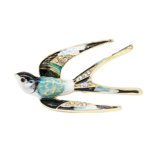 New Creative Retro Swallow Pin Bird Cross-border Amazon European and American Foreign Trade Enamel Water Diamond Oil Animal Accessory