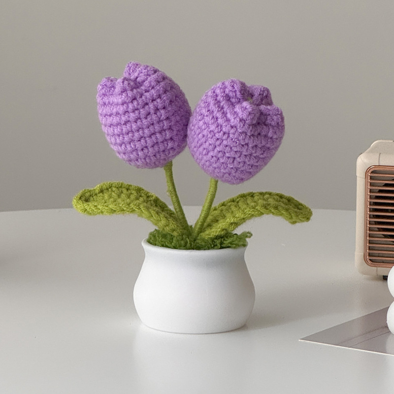 Regalos de día al por mayor girasoles para chicas, ramo de lana tejida a mano, adornos de mesa pequeños