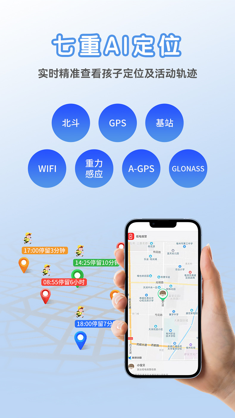 Children's GPS tracker for real-time location and anti-lost protection, elderly SOS alarm device with two-way communication and tracking function