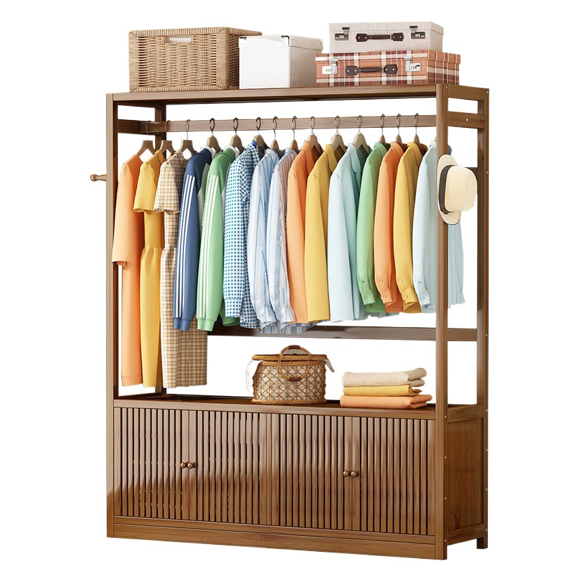 Armario simple colgando ropa dormitorio Perchero de madera maciza nuevo estilo chino SALA DE ALQUILER integrada armario de almacenamiento multifuncional