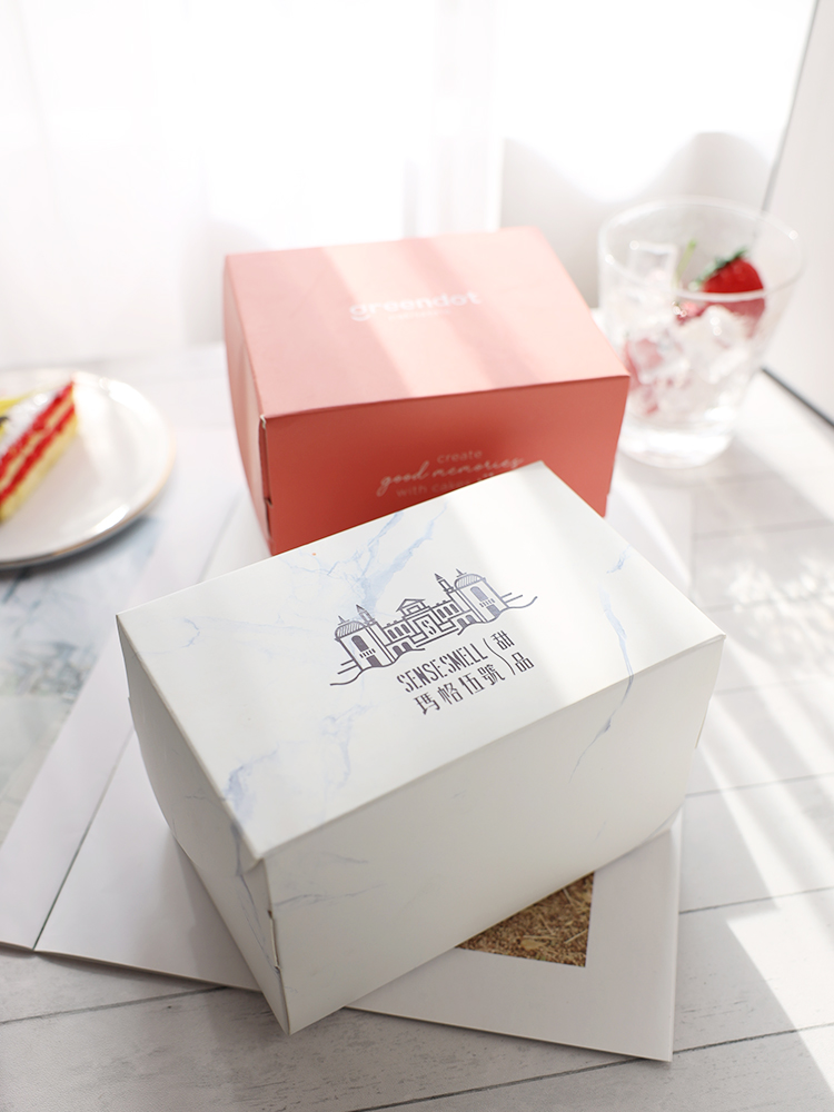 Caja de cartón de embalaje de tarjetas blancas pequeña caja de punto occidental horneado caja de pastel de cumpleaños caja de corte caja de mousse caja de lasana