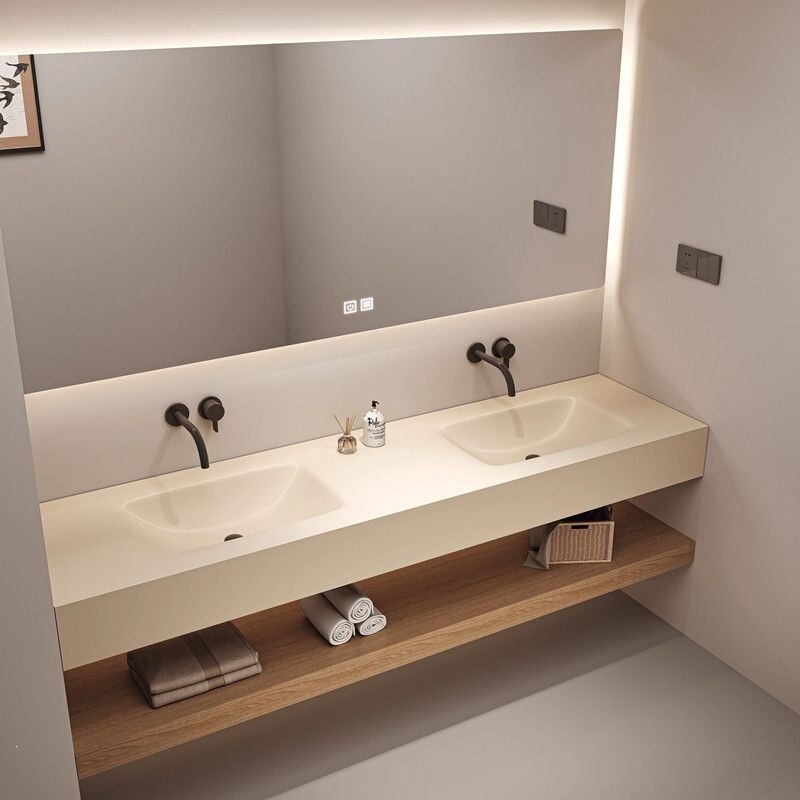 Hotel-Style Bathroom Cabinet Set with Integrated Ceramic Washbasin, Bathroom Vanity Sink with Integrated Ceramic Basin