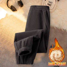 男童加绒裤子新款秋冬款2024新款儿童加绒秋冬季灯芯绒休闲卫裤潮