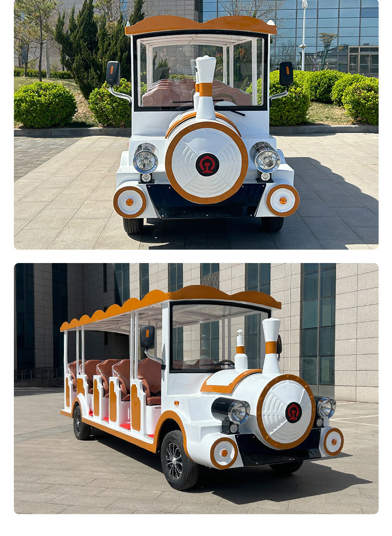 Scenic Spot Amusement Park Shuttle Bus Cartoon Retro 14-Seat Electric Train Four-Wheel Sightseeing Bus Shuttle Bus