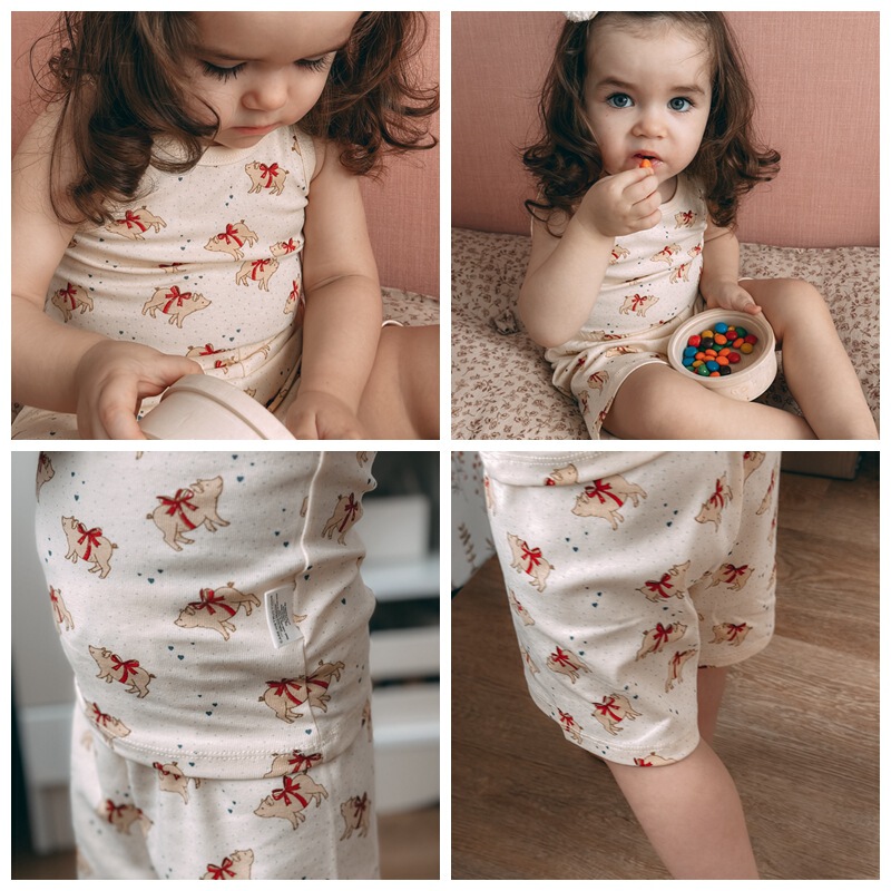 Cartoon Cute Baby Clothes Set Pure Cotton Breathable Children's Baby Vest Girls' Baby Clothing Home Wear