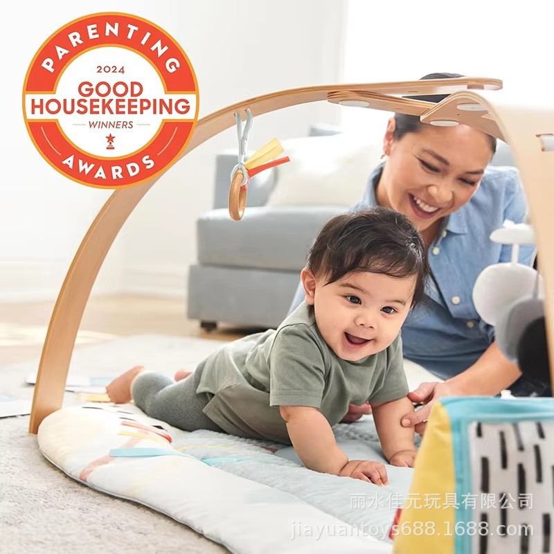 Wooden Baby Gym Play Mat Hanging Toy Pillow Montessori Inspired Newborn Baby Play Mat