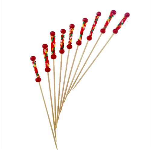 Home Fruit Skewer Cocktail Bamboo Skewers Disposable Bamboo Skewers Colorful Creative Bamboo Skewers Red Yellow Cake Spikes Skewers
