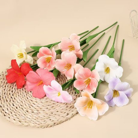 Bulk Tulips Artificial Brownie Open Tulip Pu Artificial Flower Moisturizing Feel