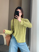 25早春新款色织双纱连帽长袖t恤女宽松休闲垂顺百搭上衣女G022425