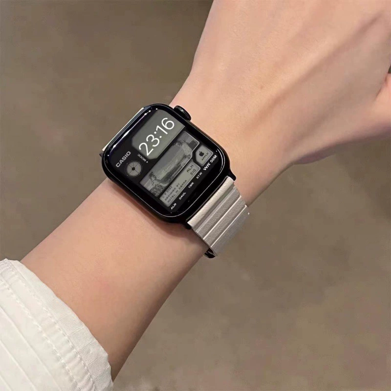 Подходит для AppleWatch Apple Watch iWATCH867 поколения S9 повседневный ветер, светлая кожа магнитный ремешок SE2